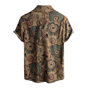 เสื้อเชิ้ตผู้ชายสไตล์ฮาวาย ลายทาง แขนสั้น ลำลอง ปกคอพับ ระบายอากาศได้ดี ผ้าป๊อปลินสำหรับฤดูร้อน ผลิตจากโพลีเอสเตอร์ - Product Image 2