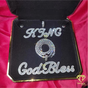 Collier pendentif de luxe « God Bless » avec chaîne tennis en moissanite, bijoux hip-hop, cadeau - Product Image 5
