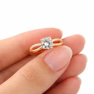 Bague de fiançailles en diamant, argent sterling 925, faite à la main, pour anniversaire de mariage, or rose - Product Image 1