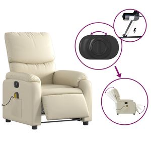 Fauteuil de massage inclinable électrique crème en similicuir - Product Image 5