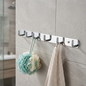 Stainless Steel Self-Adhesive <b>Wall</b> <b>Hook</b> Rack 6 <b>Hooks</b> Heavy Duty Waterproof <b>Wall</b> Mounted Coat Hanger Kitchen Bathroom Wardrobe - Product Image 4