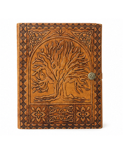 Diario de Cuero con Grabado del Árbol de la Vida – Estilo Antiguo, Esquinas Celtas, Cuaderno Recargable con Cierre de Botón de Latón - Product Image 5