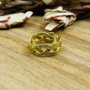 New Arrival Women's Boho Braided Brass <b>Ring</b> 18K Gold Plated Tribal Woven Knot Design Wedding <b>Statement</b> <b>Ring</b> Wholesale/OEM/ODM - Product Image 4