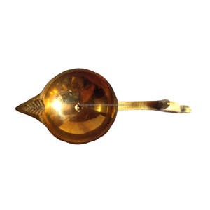 Lampe à huile religieuse Deepak en laiton pur poli antirouille, simple Aarti Diya Dhuni, avec poignée pour les fêtes Pooja et GANGA AARTI - Product Image 2