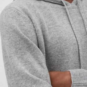 <b>Men's</b> Regular Fit Hooded Knit Sweater Solid Gray Casual Wear 100% Cotton Autumn Style For <b>Men</b> - Product Image 5