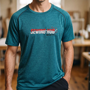 T-shirt de fitness pour homme avec logo brodé, manches courtes, léger, confortable, durable, tissu en coton doux pour la peau, t-shirt pour homme - Product Image 1