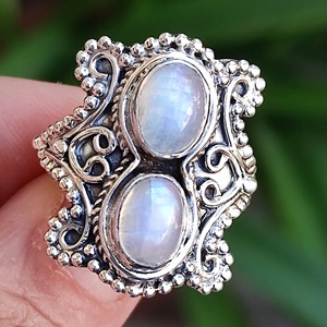 Blue Fire Rainbow Moonstone <b>Ring</b> 925 Sterling <b>Silver</b> Handmade <b>Statement</b> Promise <b>Ring</b> for Women Boho Oval June Birthstone Jewelry - Product Image 1