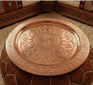 Bandeja Redonda de Metal Sólido con Textura de Cobre, Decoración para el Hogar, Artículo para Regalo, Bandeja Decorativa, Bandejas para Servir en Bodas - Product Image 2