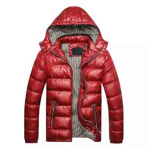 New Arrival Men's Warn Winter Shiny Quilted Puffer Jacket <b>Windbreaker</b> Padded Thick <b>Black</b> Hooded Bubble Padded jacket for men - Product Image 6