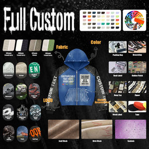 Sweat-shirt à capuche oversize pour homme, coupe carrée, personnalisé, délavé à l'acide, avec patchwork, broderie de strass et imprimé graphique, style streetwear printemps - Product Image 5