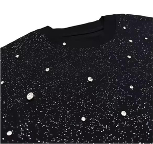 เสื้อยืดผู้ชายผ้าฝ้าย 100% คุณภาพสูง ลายโลโก้แบบกำหนดเอง ประดับด้วยคริสตัลทั้งตัว ล้างสีแบบแอซิดวอช สไตล์วินเทจ เนื้อผ้าหนา - Product Image 4