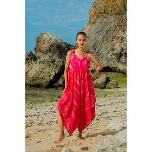 Mono de Rayón Rosa Tie Dye Estilo Boho para Mujer, Holgado, Sin Mangas, para Vacaciones en la Playa - Product Image 2