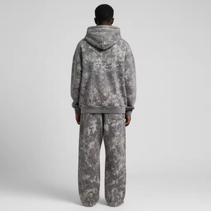 Conjunto de Sudadera con Capucha y Pantalones Deportivos para Hombre, Personalizado, 300 g/m², Poliéster/Algodón, Corte Regular, Lavado Ácido, Estilo Vintage - Product Image 2