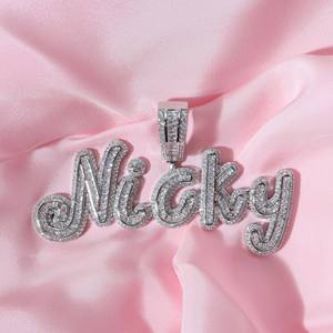 Custom <b>Name</b> Moissanite Letter Pendant 925 Silver Rhodium Plated Iced <b>Chain</b> Necklace Hip Hop Jewelry Hinduism Charms - Product Image 4