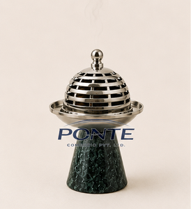 Quemador de Incienso de Acero Inoxidable de Lujo con Base de Mármol Verde, Porta Incienso Árabe Decorativo para el Hogar, Aroma y Regalos de Ramadán - Product Image 1