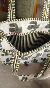 Sac fourre-tout matelassé 100 % coton pour femme avec poche extérieure, couleur unie, fermeture éclair, écologique, toutes saisons - Product Image 3