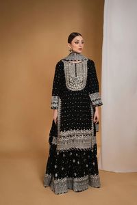 Tenue de soirée moderne pour femmes, robes de soirée, vêtements pakistanais traditionnels en 3 pièces, broderie, design personnalisé - Product Image 3