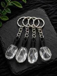 Indigo Obsidian Tumbled Stone <b>Key</b> <b>Ring</b> 25mm Polished <b>Crystal</b> Charm Portable Natural Stone Accessory For Gifts And Daily Use - Product Image 4