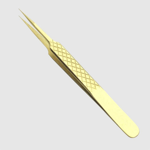 Pinzas de Acero Inoxidable Color Dorado 2026 OEM ODM con Punta Recta y Curva para Extensión de Pestañas - Product Image 3