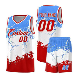 Uniformes de basket-ball personnalisés en polyester pour hommes, maillots et shorts respirants à séchage rapide avec ventilation découpée au laser - Product Image 2