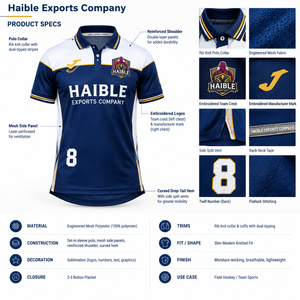 Camiseta de Hockey sobre Césped para Hombre Elite - Personalizada, 200GSM, Poliéster y Spandex, Corte y Confección Polo, Ropa Deportiva - Product Image 5