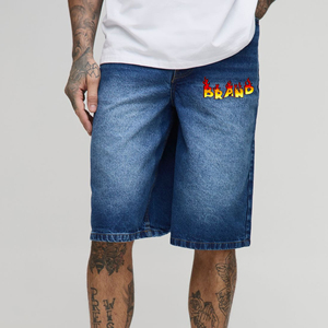 Hot Sale 100% Cotton Solid Windproof Casual Vintage Washed Faded <b>Long</b> <b>Men's</b> Denim <b>Shorts</b> Custom Heat-Transfer Printed Mid Waist - Product Image 1