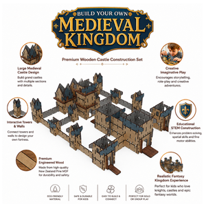 Juego de Construcción de Castillo Medieval Creativo con Bloques de Estilo Piedra Realistas |   Torres, Paredes y Accesorios para la Diversión - Product Image 5