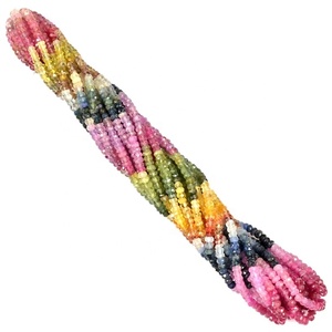 Cuentas de forma Rondelle facetadas de zafiro múltiple natural para hacer joyas, hebras de 16 pulgadas - Product Image 2