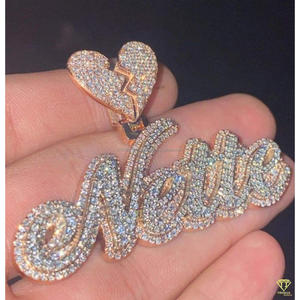 <b>Custom</b> " Nette " <b>Name</b> Pendant Iced Out Moissanite Diamond <b>Necklace</b> Hip Hop Bling Jewelry Gift - Product Image 5