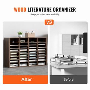 Organizzatore per Documenti in Legno Regolabile con 36 Scomparti, Portaoggetti da Ufficio 39,3x12x26,8 Pollici per Uso su Scrivania - Product Image 2