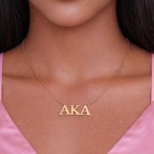 Collier pendentif lettre AKA en or pour femme, bijou de mode élégant, idéal pour le quotidien, cadeau, accessoire, charme - Product Image 1