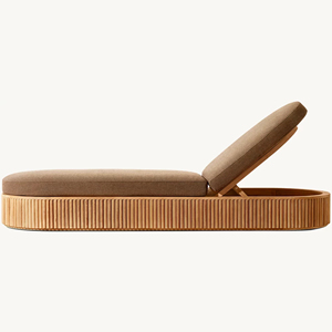 Chaise longue d'extérieur pour villa, ensemble de meubles de jardin en teck, chaises longues de piscine extérieure pour hôtel, chaises longues de plage - Product Image 4