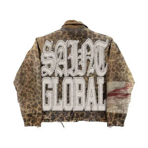 ชุดเสื้อผ้าผู้ชายสไตล์เรโทรลายเสือดาวแบบกอธิค Y2K ชุดสองชิ้น เสื้อแจ็คเก็ตซิปและกางเกงยีนส์ขาดๆ แต่งดีไซน์แบบปะติดปะต่อ - Product Image 3