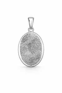 Collier pendentif personnalisé avec empreinte digitale 18x25mm en argent sterling 925, bijou commémoratif ovale gravé, breloque souvenir - Product Image 3