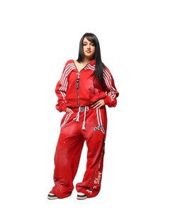 Conjunto de Chándal Unisex con Logo Personalizado 2026, Lavado Ácido, Estilo Vintage, Sudadera con Cremallera y Rayas Desgastadas, Pantalones Acampanados, Ropa Urbana, Conjunto de 2 Piezas - Product Image 1