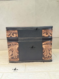 Handcrafted Hand Tooled Leather Stylish Makeup Cosmetic <b>Storage</b> Box Handmade Toiletry Travel Bags for Women Organizer Box - Product Image 6