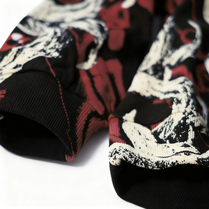Sweat à capuche gothique pour homme, coupe oversize, zippé, imprimé par sublimation, motif rouge et noir, en polyester tricoté, style automne - Product Image 3