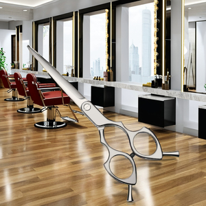 Hermosas Tijeras de Peluquería de Acero Inoxidable AUS8 para Diestros, Hojas Rectas y Afiladas, Impresión Láser, Aleación de Aluminio Convexo - Product Image 5