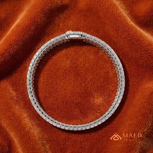 Pulsera de Moissanita con Eslabones Finos, Joyería de Moda para Mujer, Tono Plateado, Elegante, para Uso Diario, Regalo - Product Image 3