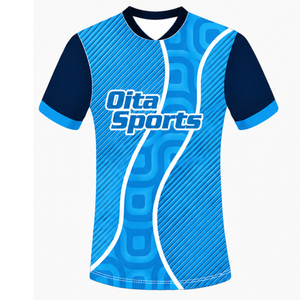 Camiseta de Rugby Azul Cielo Marino, Manga Corta, Cuello en V, Uniforme de Equipo Geométrico Personalizado, Ropa Deportiva Transpirable para Entrenamiento - Product Image 1