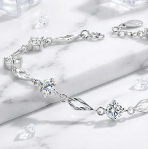 Pulsera Redonda de Moissanita, Plata de Ley S925, Bañada en Rodio, Elegante Pulsera Tennis, Joyería Minimalista Brillante, Regalo para Ella - Product Image 1