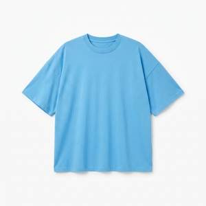 Achat en gros de T-shirts personnalisés surdimensionnés bleu ciel, 100% coton, épaules tombantes, grammage lourd, fabricant de vêtements en gros - Product Image 1