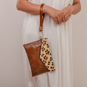 New Handmade Leather Leopard Print Genuine Leather Wristlet <b>Wallet</b> Women Credit Card <b>Wallet</b> Western Hair On Hide Clutch - Product Image 1