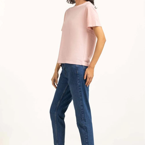 Camiseta de algodón 100% para mujer, manga corta, cuello redondo, lisa, sin estampado, con posibilidad de personalizar con logotipo, ropa informal de verano para mujer. - Product Image 2