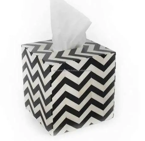 Boîte de papier de soie incrusté d'os de conception classique fabriqué à la main décor à la maison porte-serviettes incrusté d'os d'Inde - Product Image 6