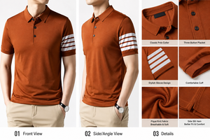 เสื้อโปโลผู้ชายรุ่นใหม่ ดีไซน์โดดเด่น ทันสมัย ระบายอากาศได้ดี แขนสั้น คุณภาพสูง ขายส่ง เสื้อผ้าลำลองสไตล์สตรีท - Product Image 6
