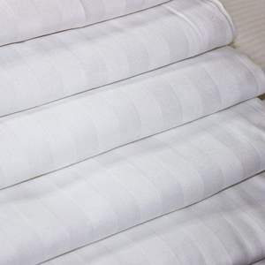 Luxury Classic 4-Piece White Satin Stripe 300TC Woven Duvet Cover <b>Set</b> for Home Hotel & Hospital Use - Product Image 5