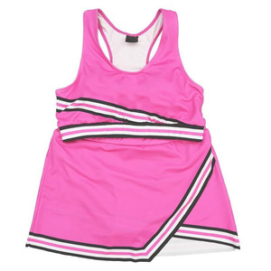 Uniforme de Porristas Personalizado para Mujer, Top Corto Rosa sin Mangas y Falda, Ropa Deportiva Escolar, Proveedor de Ropa Deportiva al por Mayor OEM - Product Image 1