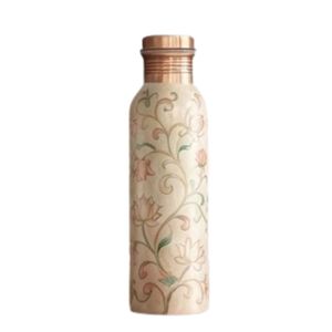 Wholesale Indian Handcrafted Floral Printed Pure Copper Water <b>Bottle</b> Leakproof Ayurveda Copper Fitness <b>Bottle</b> with Leak-Proof - Product Image 3