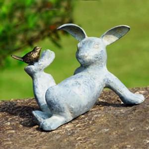 Sculpture de grenouille en métal finition patine verte antique avec tronc d'arbre pour décoration de jardin, ornements d'intérieur ou d'extérieur, artisanat - Product Image 6
